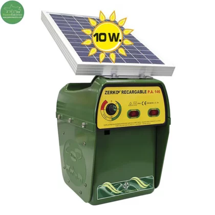 PASTOR ELÉCTRICO ZERKO-RECARGABLE-SOLAR 10W CON BATERÍA 12V Y CARGADOR